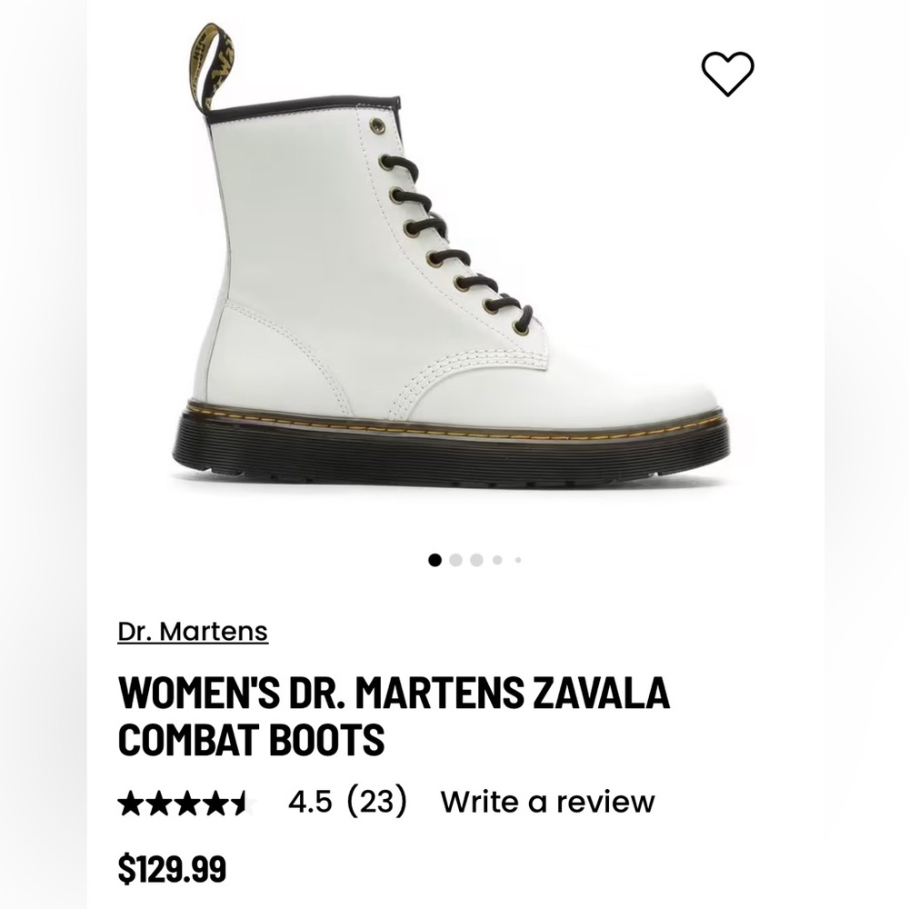 Dr. Martens White Leather Combat Boots